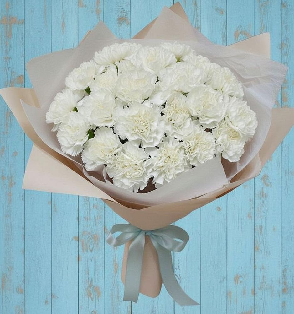 Букет Хрустальное утро в Нижневартовске Букет цветов из: Гвоздики в Нижневартовске