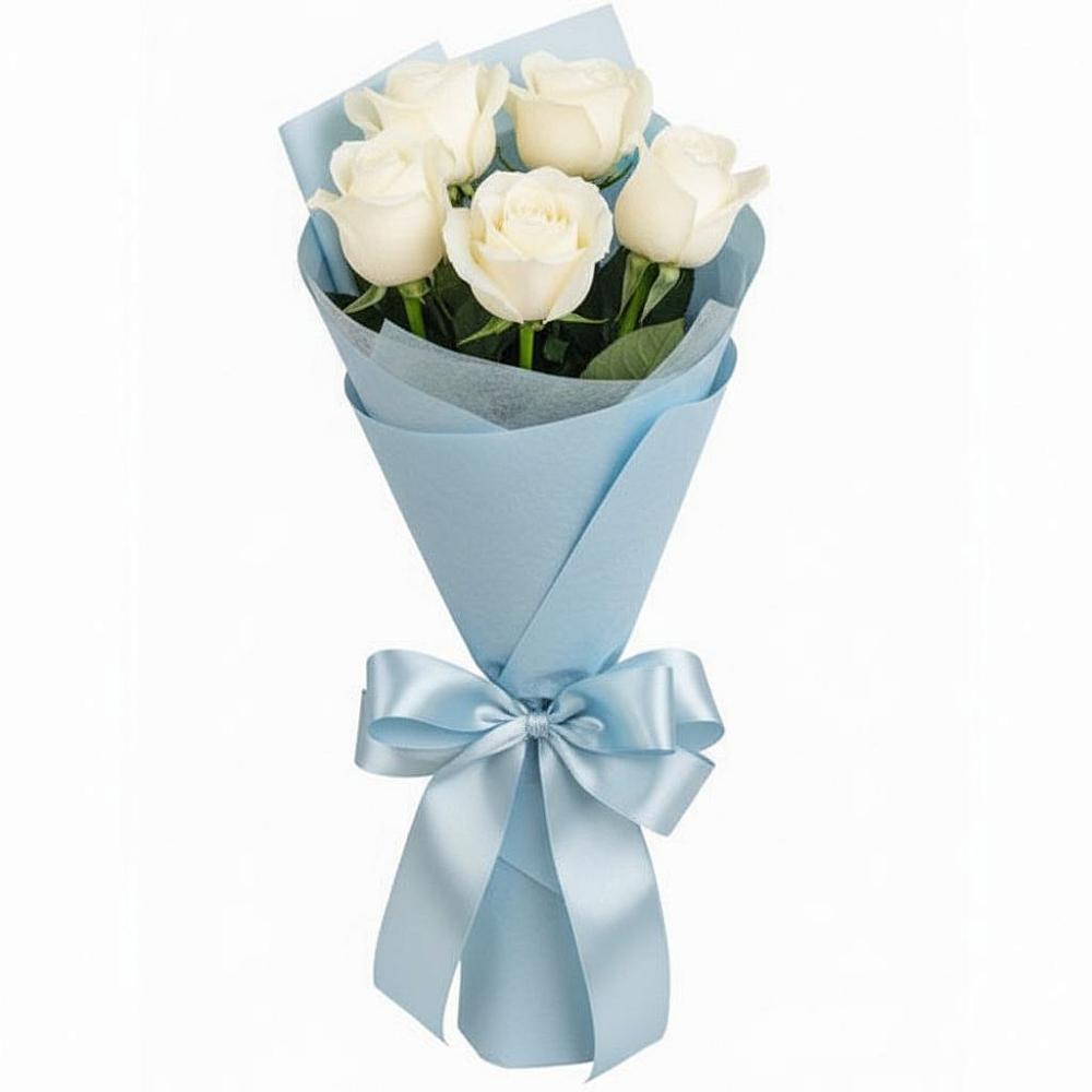 5 Белых роз Проуд в Нижневартовске Букет 5 Белых роз Проуд в Нижневартовске