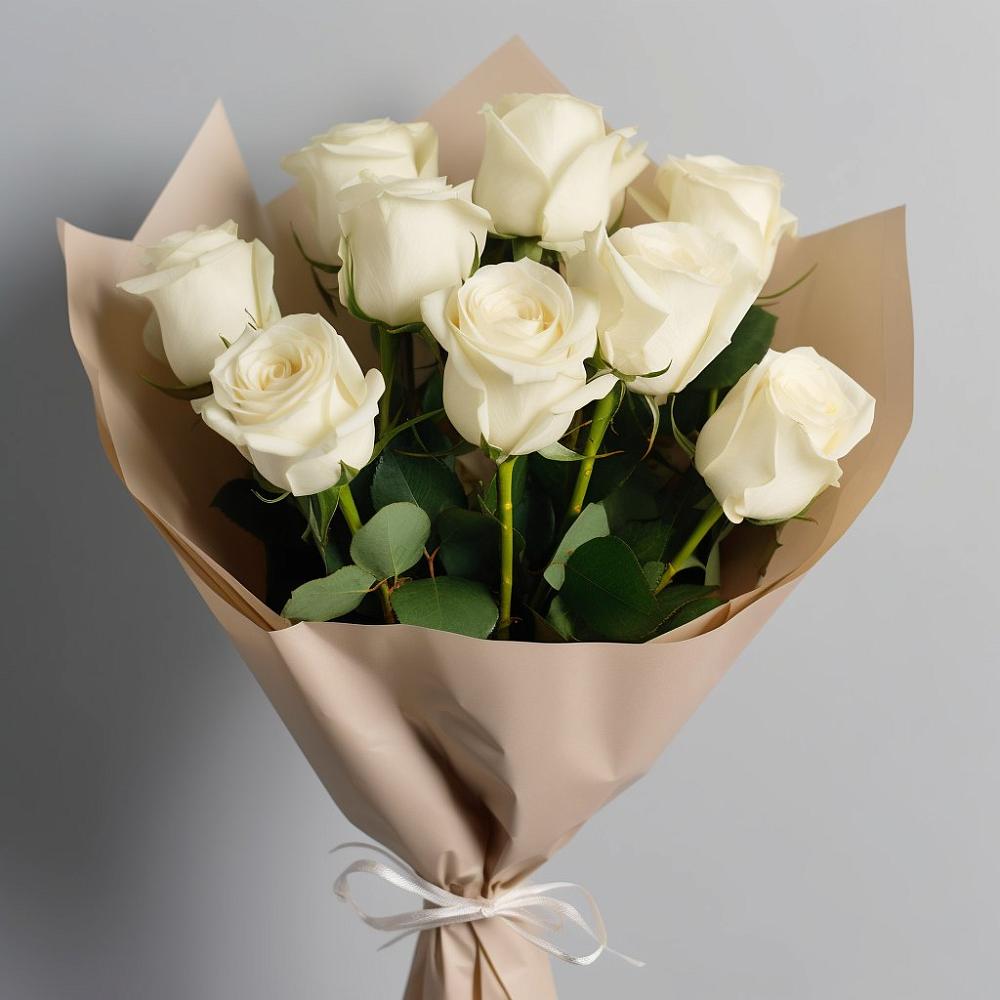 9 Белых роз Эдлесс Лав в Нижневартовске Букет 9 Белых роз Эдлесс Лав в Нижневартовске