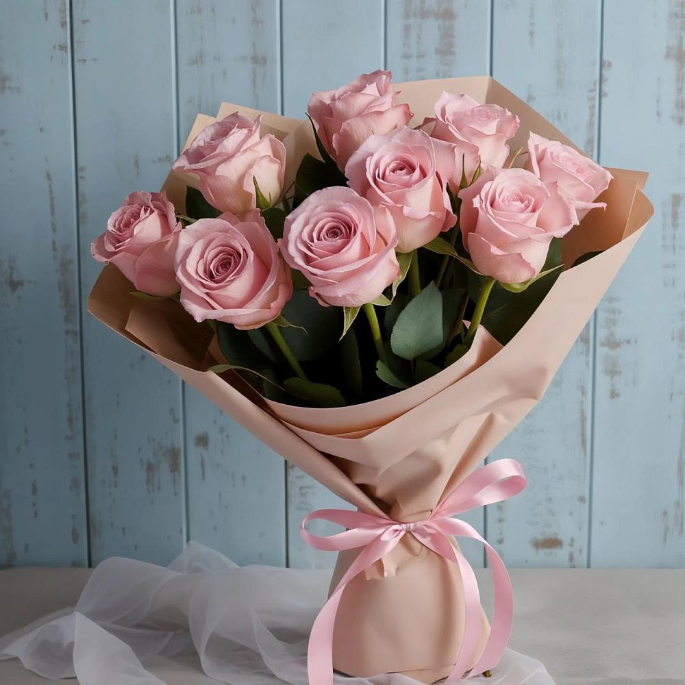 9 розовых роз в Нижневартовске Букет цветов из: Розы в Нижневартовске