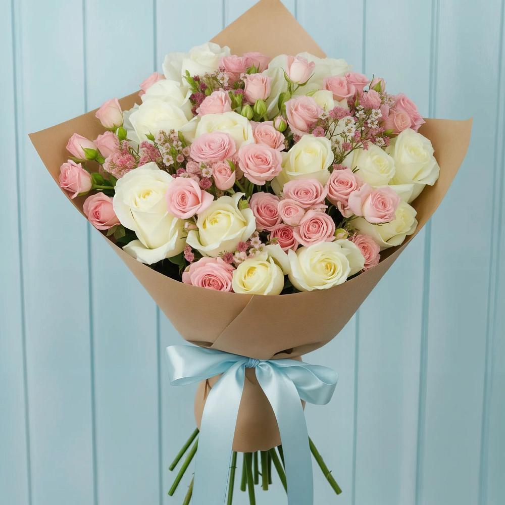 Букет романтичный подарок в Нижневартовске Букет цветов из: Розы в Нижневартовске