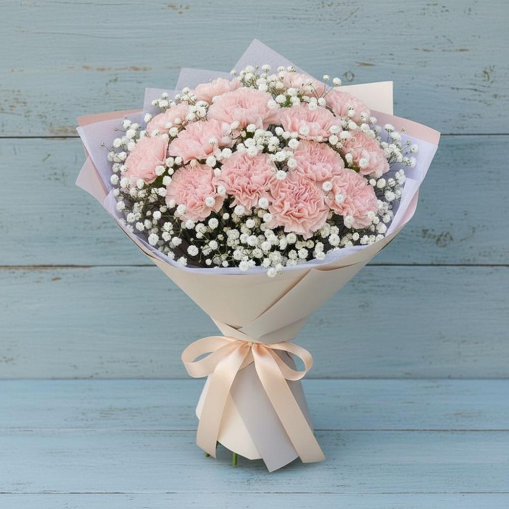 Букет Нежность рассвета в Нижневартовске Букет цветов из: Гвоздики в Нижневартовске