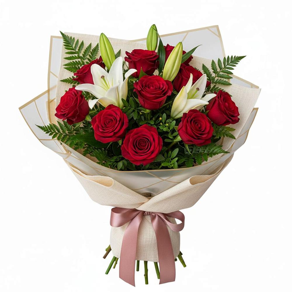 Букет высокая поэзия в Нижневартовске Букет цветов из: Лилии и Розы в Нижневартовске