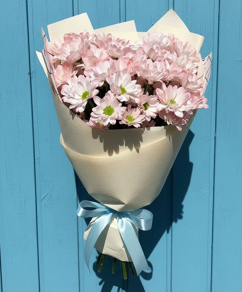 Букет Розовые хризантемы в Нижневартовске Букет цветов из: Хризантемы в Нижневартовске