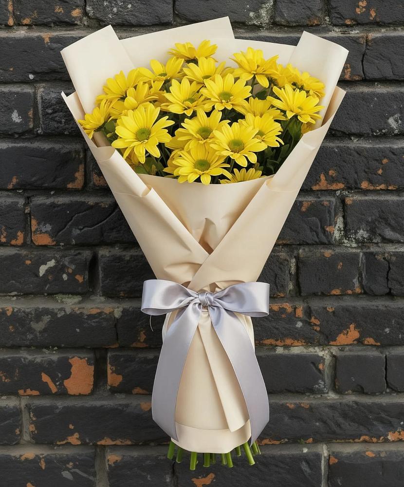 Букет Желтое настроение в Нижневартовске Букет цветов из: Хризантемы в Нижневартовске